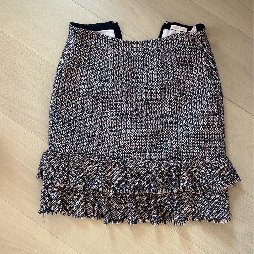 Rebecca Taylor Black and White Tweed Midi Skirt